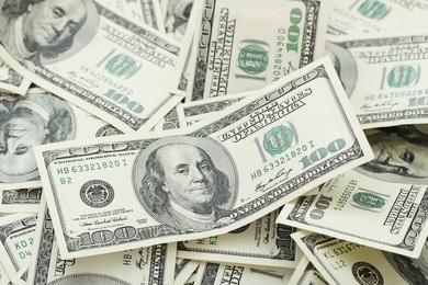 background with money american hundred dollar bills - horizontal