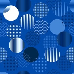 monotone shade of blue minimal geometric circle from line and dots samless pattern ,design for fashion , fabric, web, wallpaper ,and all prints on summer electric blue background color