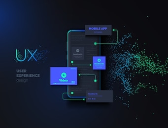 mobile apps. creation of a mobile application. web page created from separate blocks. user experience, user interface. layouts of the mobile application by layers. modern vector illustration.