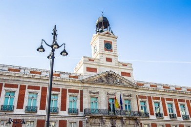 post office of the puerta del sol, km 0, madrid, spain