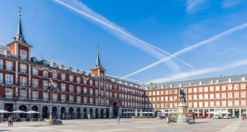 plaza mayor, the central square in madrid, spain