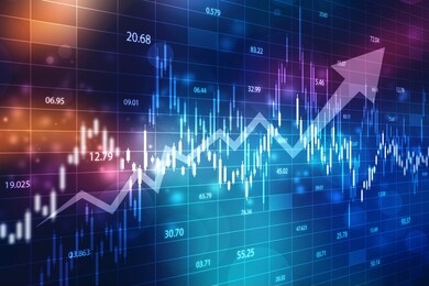 creative blue forex chart wallpaper with grid. invest and finance concept, stock market chart. business graph background, financial background