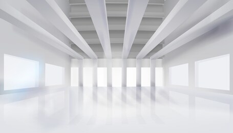 empty interior in skyscraper. office hall. loft. vector illustration.