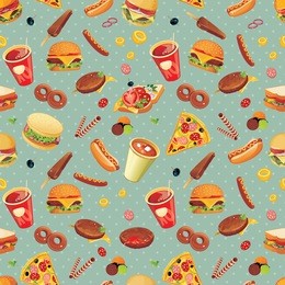 elegance seamless fast food pattern, vector illustration