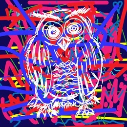 sketch owl on an abstract background drawn by hand. print, graffiti, doodle. stylish vector illustration.