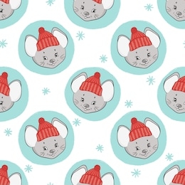 cute cartoon mouse seamless pattern. winter baby print