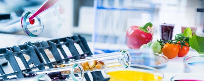 chemical laboratory of the food supply . food in laboratory, dna modify .gmo genetically modified food in lab