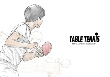 portrait of table tennis player vector illustration. sport background design. table tennis wallpaper