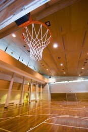 a perspective view of basketball indoor sport court