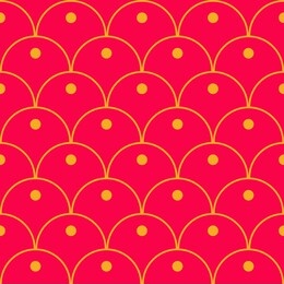 seamless pattern chinese scallop style with red background