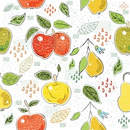 seamless pattern with apples and pears. scandinavian style. vector illustration