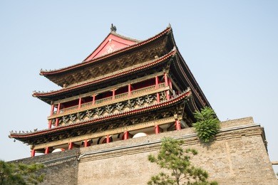 drum tower in xi'an of china