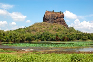 the sigiriya (lion's rock) is an ancient rock fortress and palace ruins, sri lanka