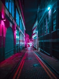 streets of birmingham, uk at night