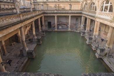 ancient roman baths, bath, somerset, england
