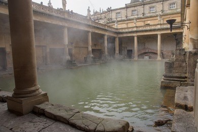 ancient roman baths, bath, somerset, england