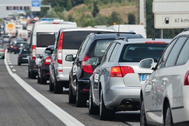 holiday traffic jam on a freeway