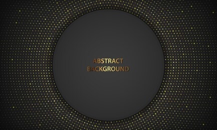 abstract black luxury background with glowing golden dots halftone. abstract black papercut textured background with circle shape layer. vector illustration.