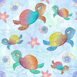seamless pattern with sea turtles. vector. watercolor.