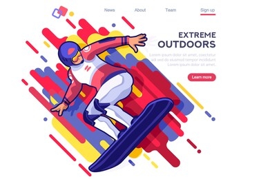 snowboard, jumps in the nature. male outdoors. dangerous activity entertainment. cool clothing for sportsman active. clothe set. competition, vacation, extreme road, winter landscape for young people