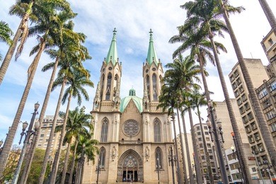 amazing view of se cathedral in sao paulo , brazil