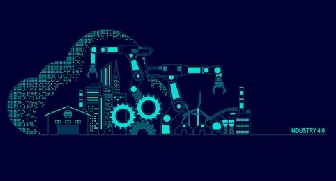 concept of industry 4.0 technology, automation system with cloud computing