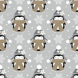 seamless vector pattern with cute penguin girls and snowflakes on grey background. perfect for textile, wallpaper or print design. you can find the matching logo in my christmas set.