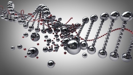 brocken dna chain model of twisted chrome metal high resolution 3d render 