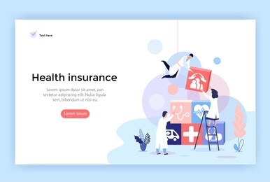 health insurance concept illustrations, healthcare and medical services banner. perfect for web design, mobile app, landing page, vector flat design