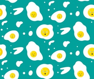 chicken eggs. egg character. seamless pattern. vector illustration