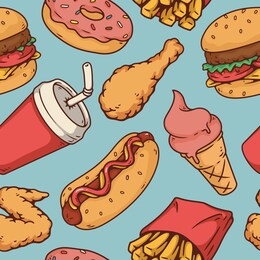 seamless fast food pattern. vector illustration