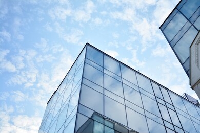 fragment of the glass facade of office building