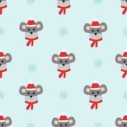 seamless pattern with kawaii mouse and snowflake. vector illustration.