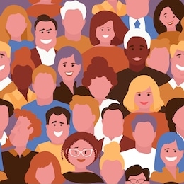seamless pattern with portraits of different people. the crowd and society. vector illustration