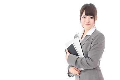 asian businesswoman on white background