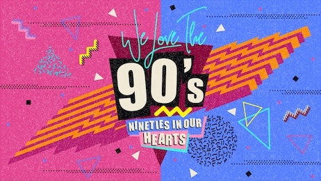 90s and 80s poster. we love the 90's. retro style textures and text mix. aesthetic fashion background and eighties graphic. pop and rock music party event template. vintage vector poster, banner.