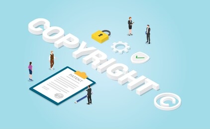 copyright or copyrights patent paper document and sign symbil icon with modern isometric style - vector