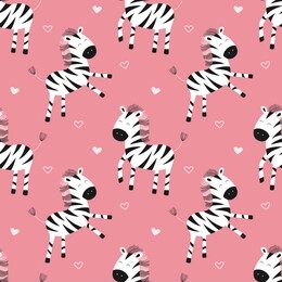 cute zebras, cartoon vector seamless pattern for children. print for textile, fabric, wallpaper, paper.