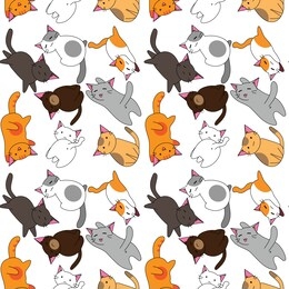print cats. kawaii. japanese fashion. can be used for patterning clothes, postcards, decoupage and scrapbooking. great for website design.