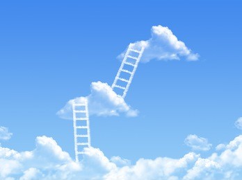 cloud stair, the way to success in blue sky 