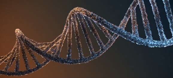 dna chain preserved by freezing. 3d illustration.