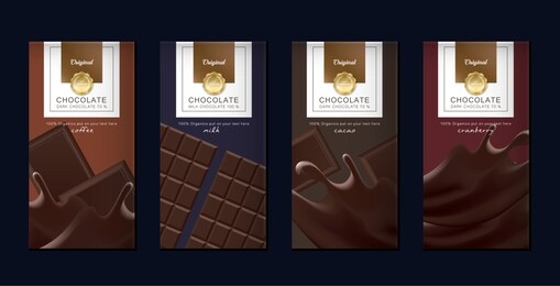 chocolate bar packaging set. trendy luxury product branding template with label pattern for packaging. vector design.