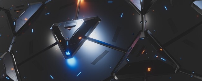 abstract concept of sci-fi block triangle. background for cyber crypto security. 3d illustration