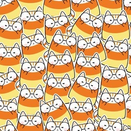 seamless pattern in kawaii cute cat costume for halloween. cartoon animals background, vector illustration