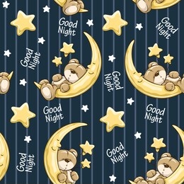 cute bear sleeping seamless pattern cartoon illustration