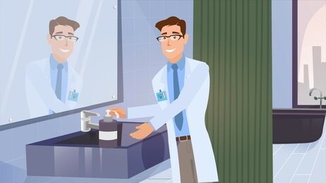 illustration concept of doctor washing his hand template background , can be use for presentation, web design, banner ui ux, landing page, flyer
