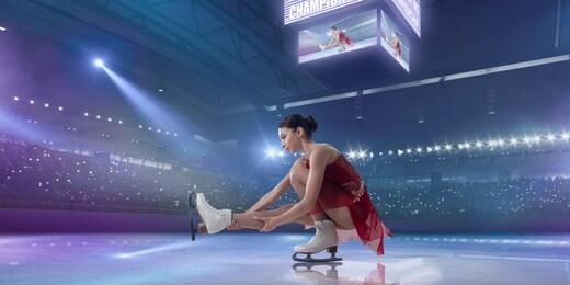 figure skating girl in ice arena.