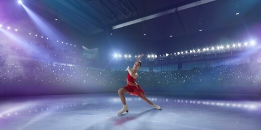 figure skating girl in ice arena.