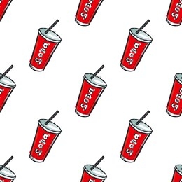 hand drawn soda drink seamless pattern background. vector illustration