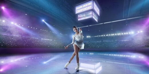 figure skating girl in ice arena.